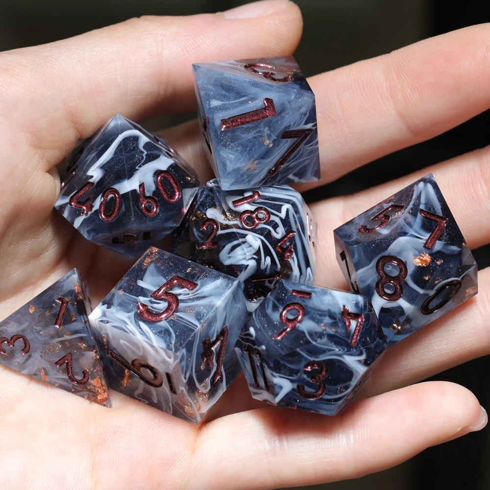 MINI PLANET DND Dice Set Handmade Colored Polyhedral Resin Dice with Sharp Edges For TRPG Games Custom DND Dice Set and D6 D20