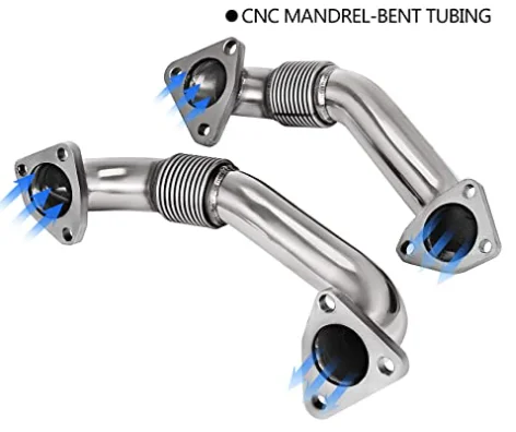 Replacement PASSENGER SIDE + DRIVERS UP PIPE EXHAUST FOR GM/Chevy 6.6L Duramax 2001-2017