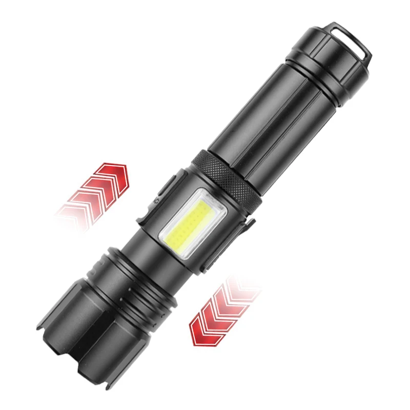 High Power Flashlight XHP70 COB Zoomable Torch Waterproof LED High Lumens 800-1200lm Rechargeable USB Lamp