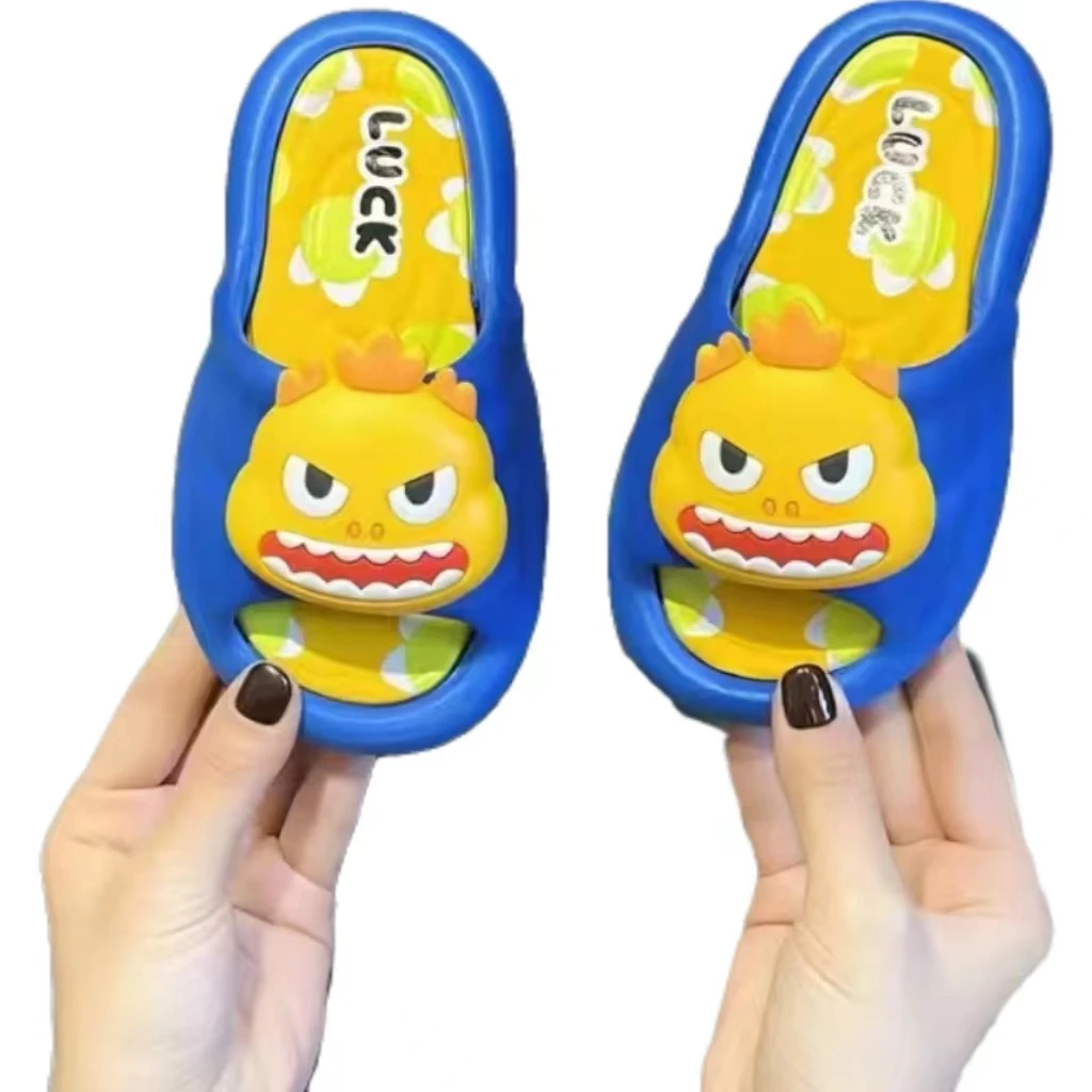 2024 детские летние тапочки с мультяшным рисунком динозавра Нескользящие сандалии для ванной