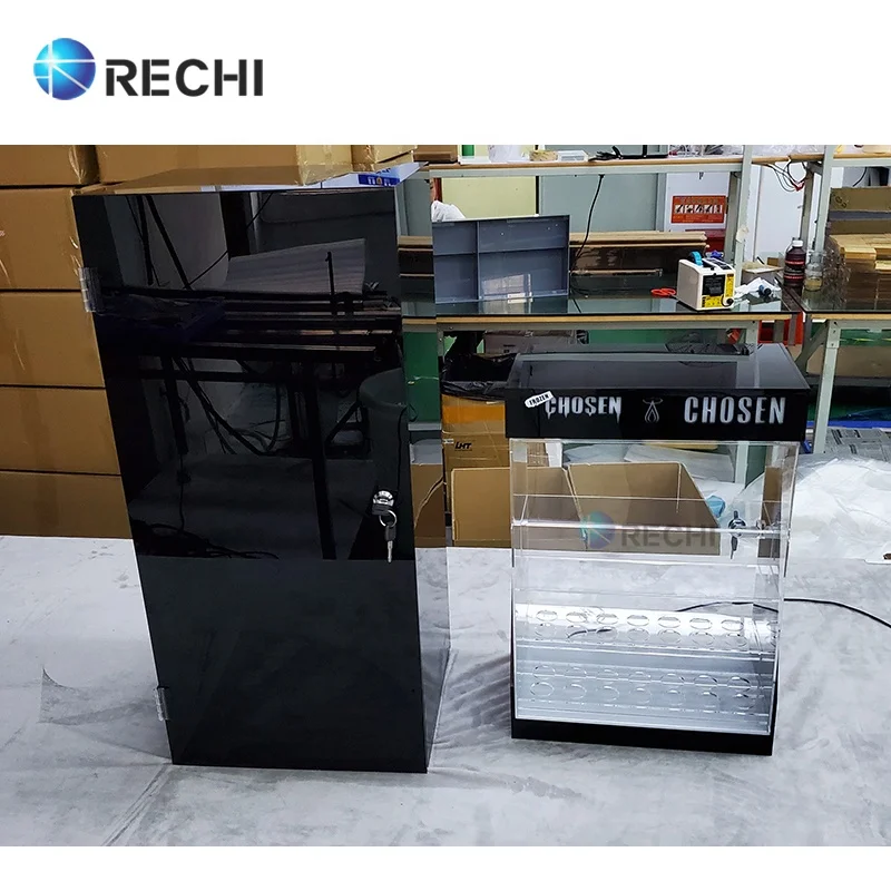 RECHI пользовательский счетчик с подсветкой акриловая Розничная бутылка для макияжа шкаф логотип знак дизайна