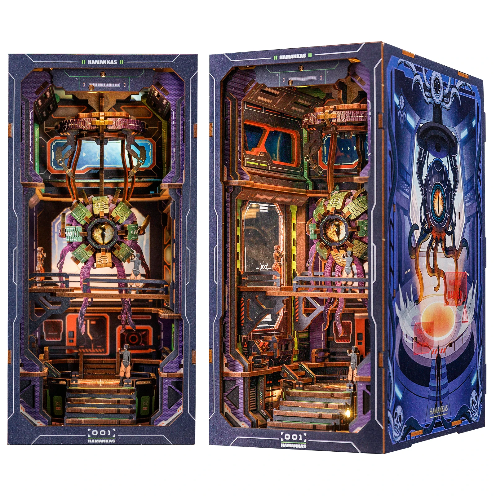 CuteBee 3D Wooden Puzzle Handmade Craft The Eye of Old God with Light Building Model Toys Book nook Wooden Book Nook