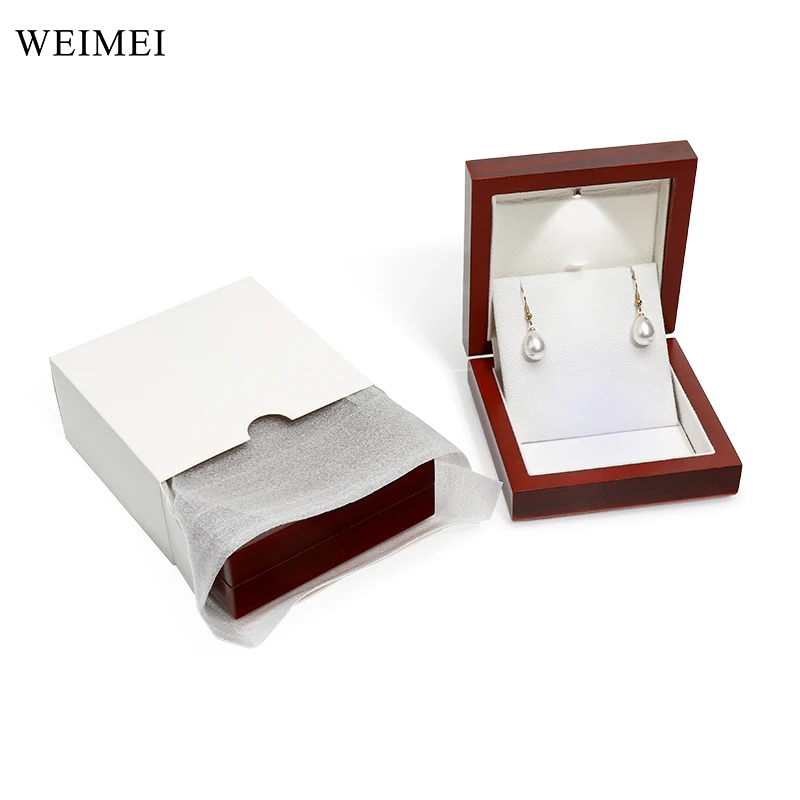 WEIMEI PRO jewelry LED wooden box jewellery necklace gift packaging earring pendant rosewood box for necklace with led