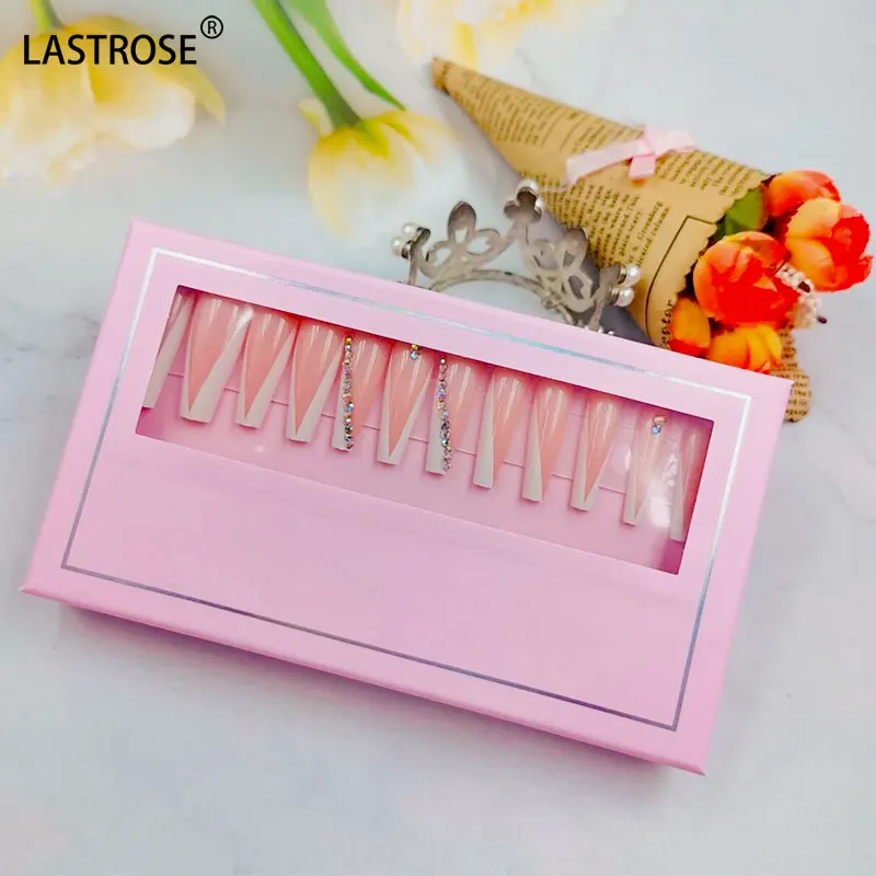 False Nails Package Box for Press on Nails Paper Box Packaging With Clear Window Press on Nails Brand Package Box