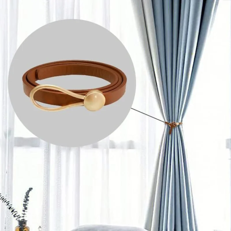 PU Leather Curtain Tie Backs Minimalist Leather Drapery Tiebacks Modern Leather Home Decor Accessories