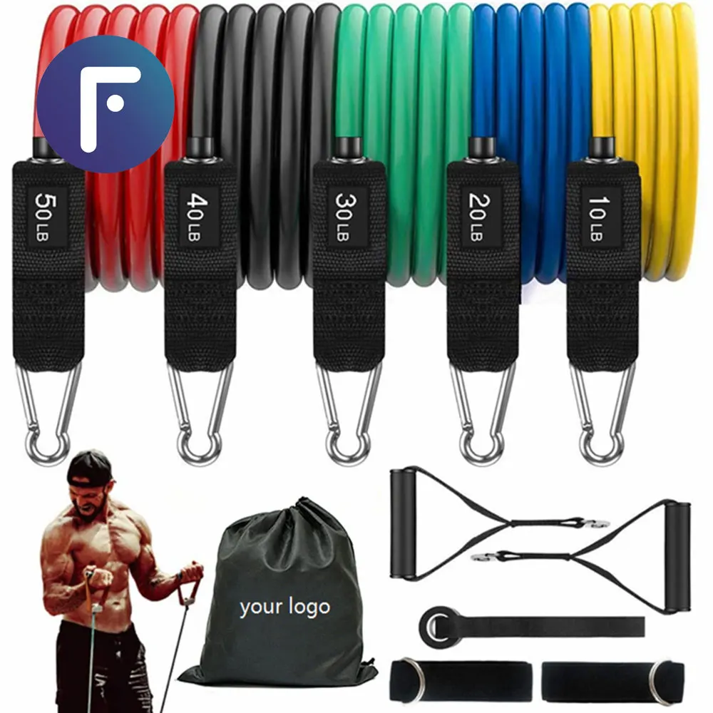 FDM OEM Bande Di Resistenza 11Pcs Muscle Strength Training Home Fitness Equipment Resistance Elastic Bands for Indoor Exercise
