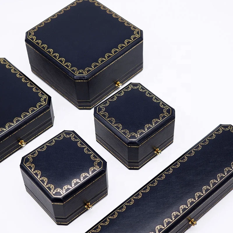 
Wholesale octagon luxury earrings necklace leather paper wedding gift custom jewellery packaging jewelry box ring boxes 2020 