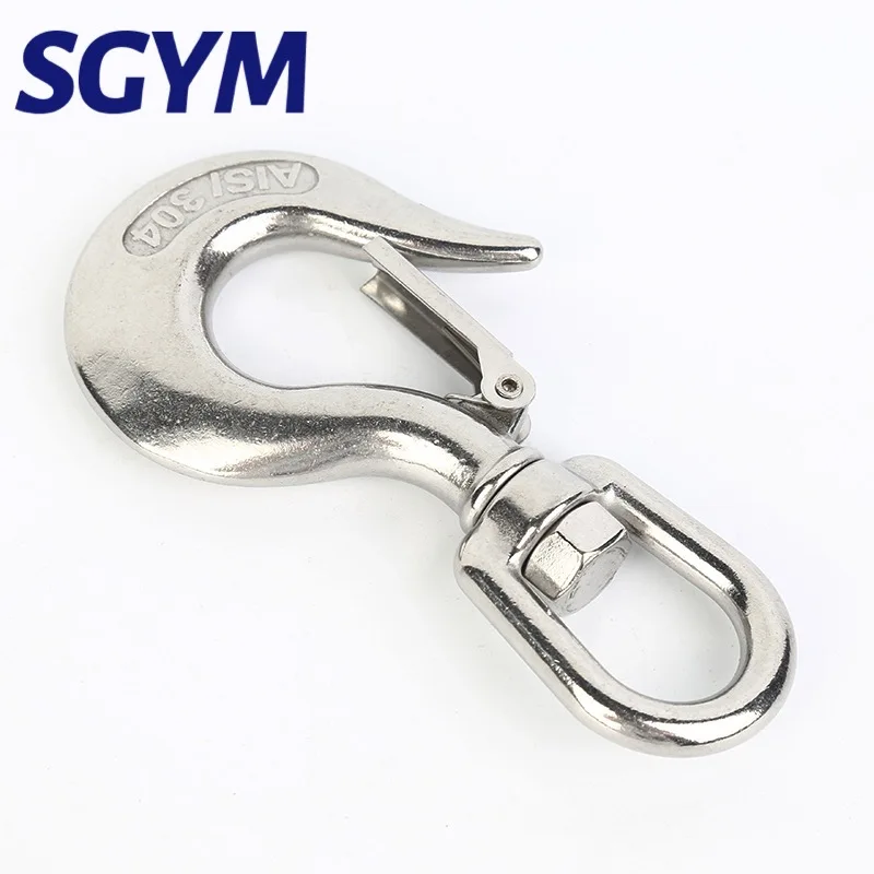 Heavy Duty 304 Stainless Steel Swivel Snap Hook Cargo Hook Grab Rotating Ring Pull Load-Bearing