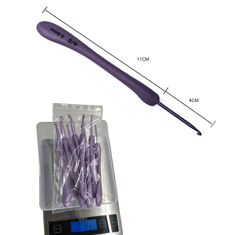 New ABS Purple Plastic Handle Alumina Crochet Set Combination Knitting Tools Including Sweater Needles 20V Voltage Pack 8 Bags