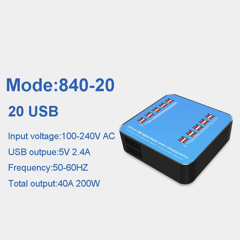 Зарядная станция на 20/30/40 USB-портов многопортовая настольная Быстрая зарядка для iPhone iPad Xiaomi Huawei LG мобильных телефонов и