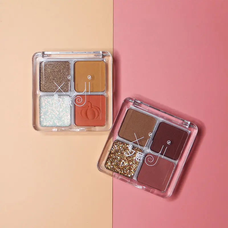 Оптовая продажа, 4 цвета, палитра теней для век, блестящая, светящаяся, перламутровая, для макияжа глаз, стойкая палитра теней для век