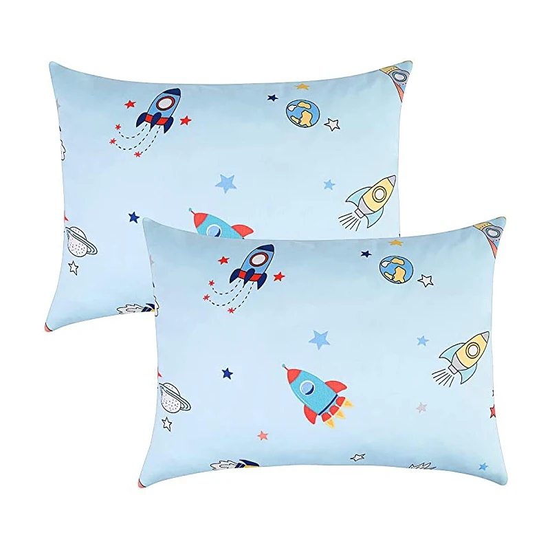 100% Cotton Lovely  Pattern Print Bed Pillowcases Set of 2 Queen Kids Pillow case Covers For Boys and Girls