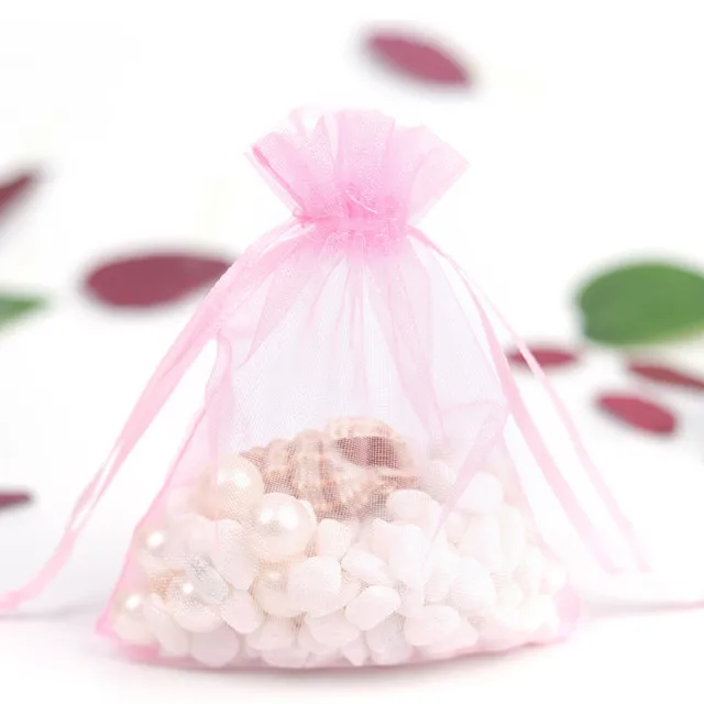 
Ready To Ship 10*15cm Pink Green Gift Jewelry Packaging Candy Drawstring Organza Fabric Bags 