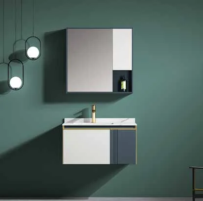 French Luxury Bathroom Vanity Neat Clean White High-Temperature Ceramic Sink Solid Wood Lacquered Cabinet 2 Modern Mirror Steel