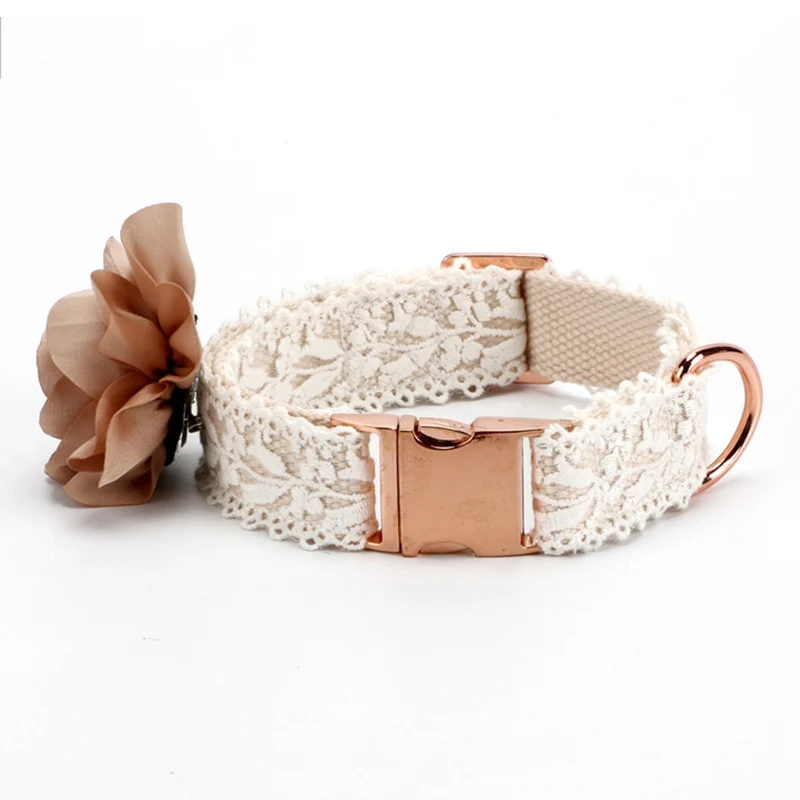 Wholesale Lace Flower Small Dog Cat Teddy Straps Collar Leash Custom Set Luxury Pet