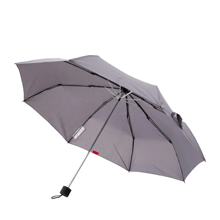 light weight convenient compact travel cheap umbrella 21.5inch solid gray color manual open 3 fold umbrella