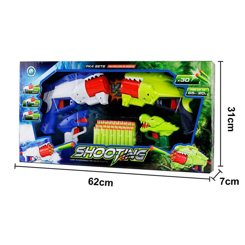New design Mini Soft Bullet Gun Toys Cartoon Shark Dinosaur Shooting Gun Pistola Airsoft set battle Interactive Game for kids
