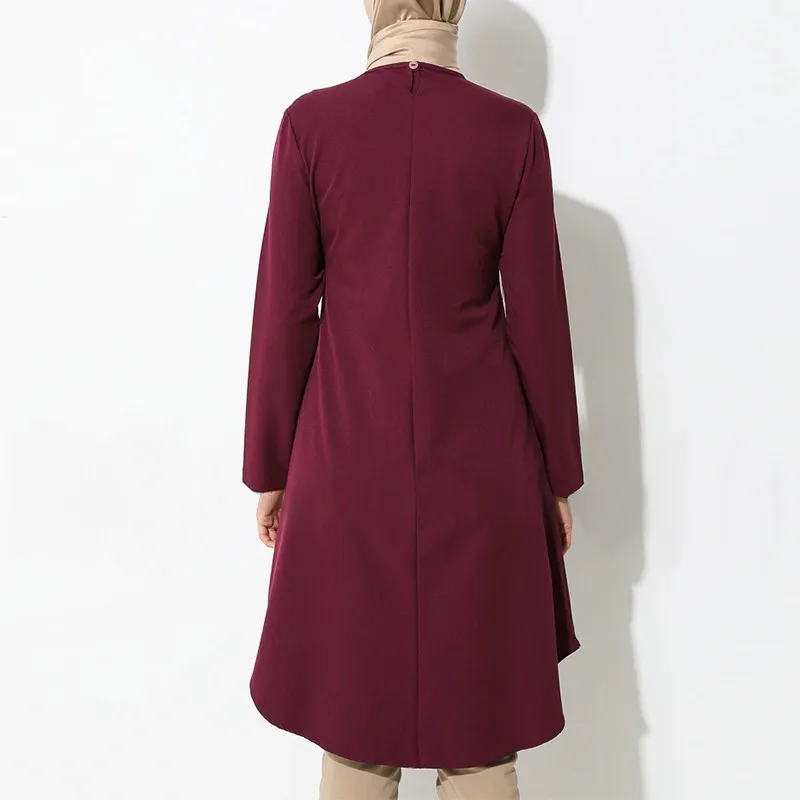 Wholesale Summer Muslim Dovetail Pleated  Islamic Clothing Muslim Blouses Women Long Sleeves Tops