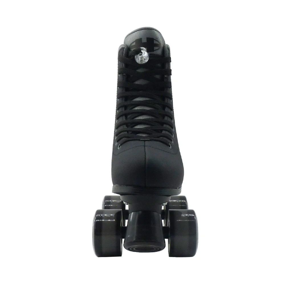 Women Roller Skates Black Space Frosted Leather Double Row Skates Unisex Retro Quad Skates for Outdoor & Indoor