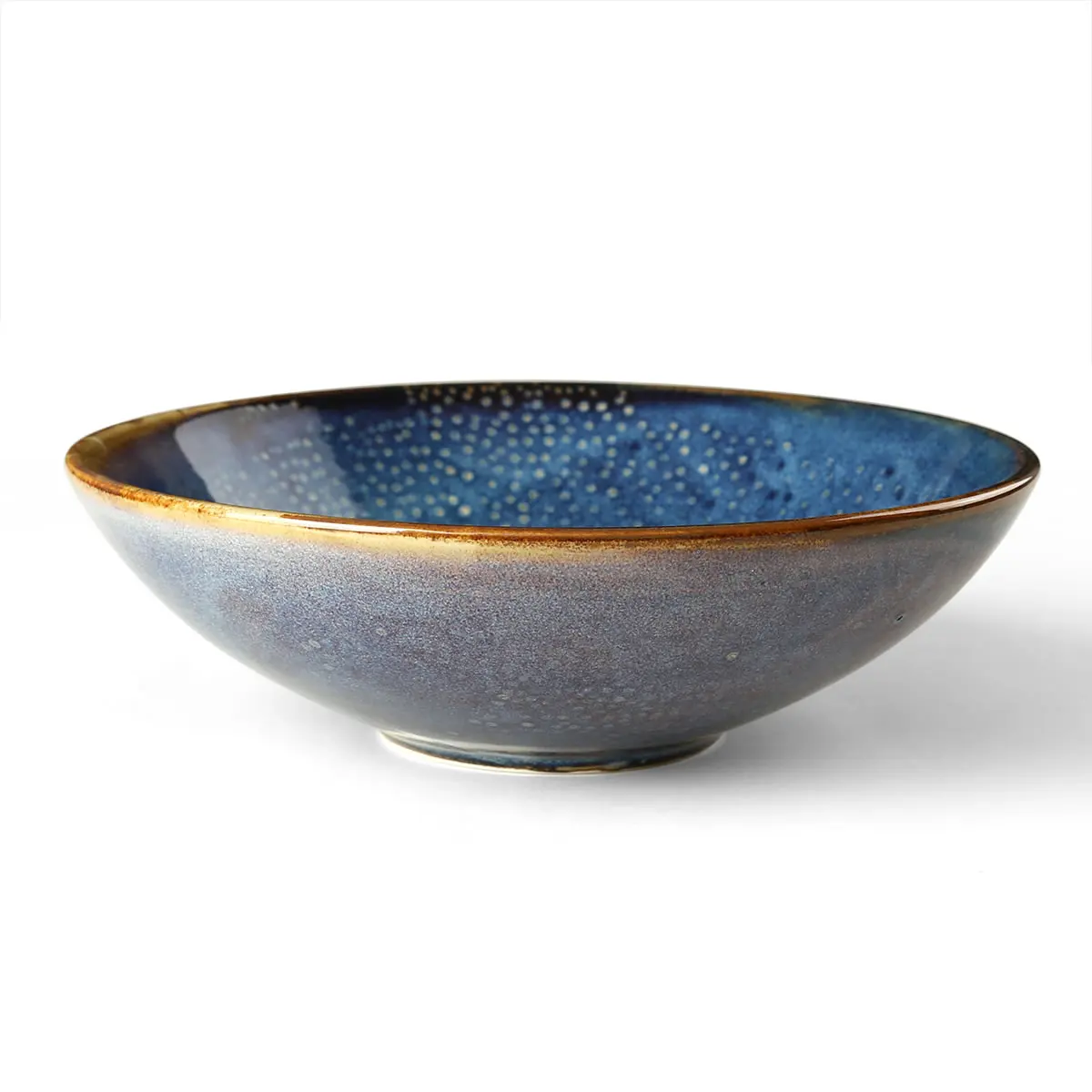 Restaurant Blue Custom Ceramic Fruit Salad Bowls and Hotel Porcelain Serving Soup Ramen Bowl