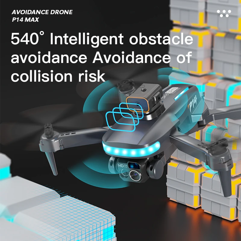 NEW P14 Drone 8K HD Professional UAV Intelligent Obstacle Avoidance Foldable Dual Camera Brushless Mini Aircraft 5000M