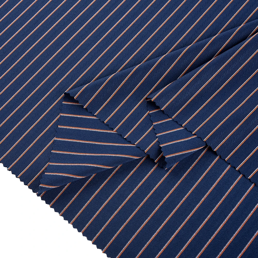 2023 New Style White Polo Fabric Material 92% Nylon 8% Spandex Yarn Dyed Fabric With Stripe