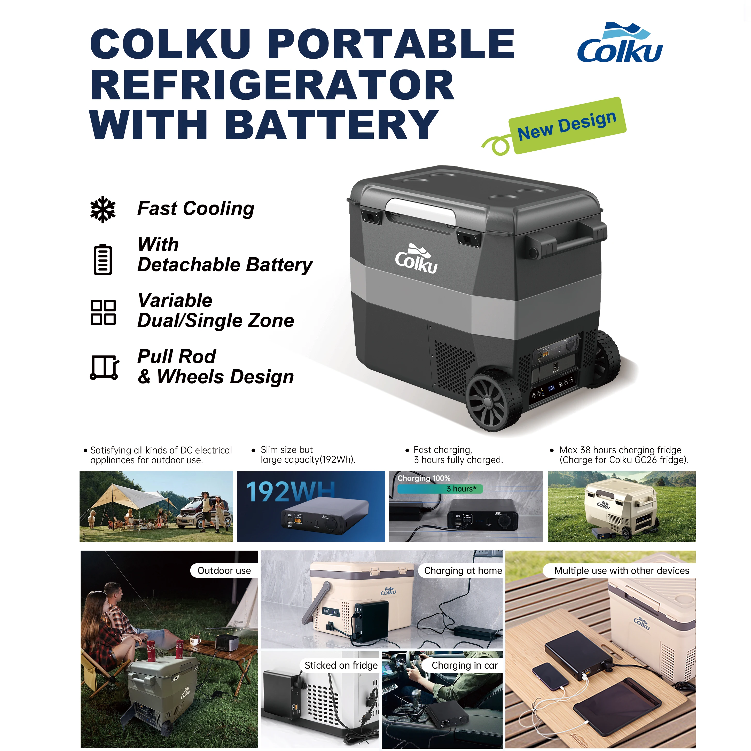 Good Selling Car Fridges 24V Mini Electric Refrigerator Portable Fishing Freezer with Detachable Battery