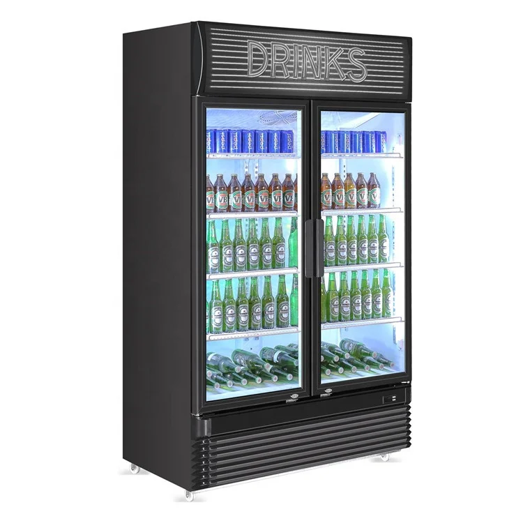 New Model Commercial Used Double Door Display Fridge