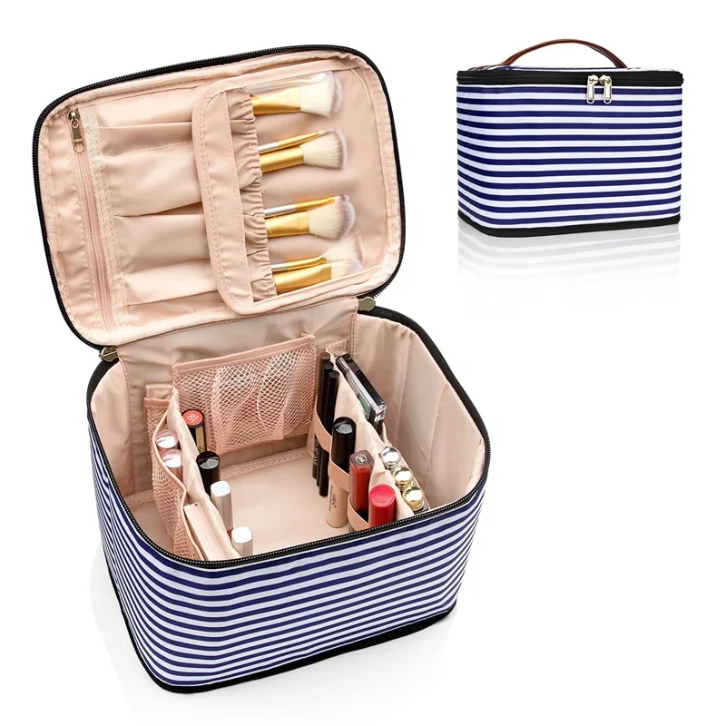 Colorful Travel Makeup Bag Large Cosmetic Case Make Up Organizer For Women Artist Storage Bag with Adjustable Dividers
