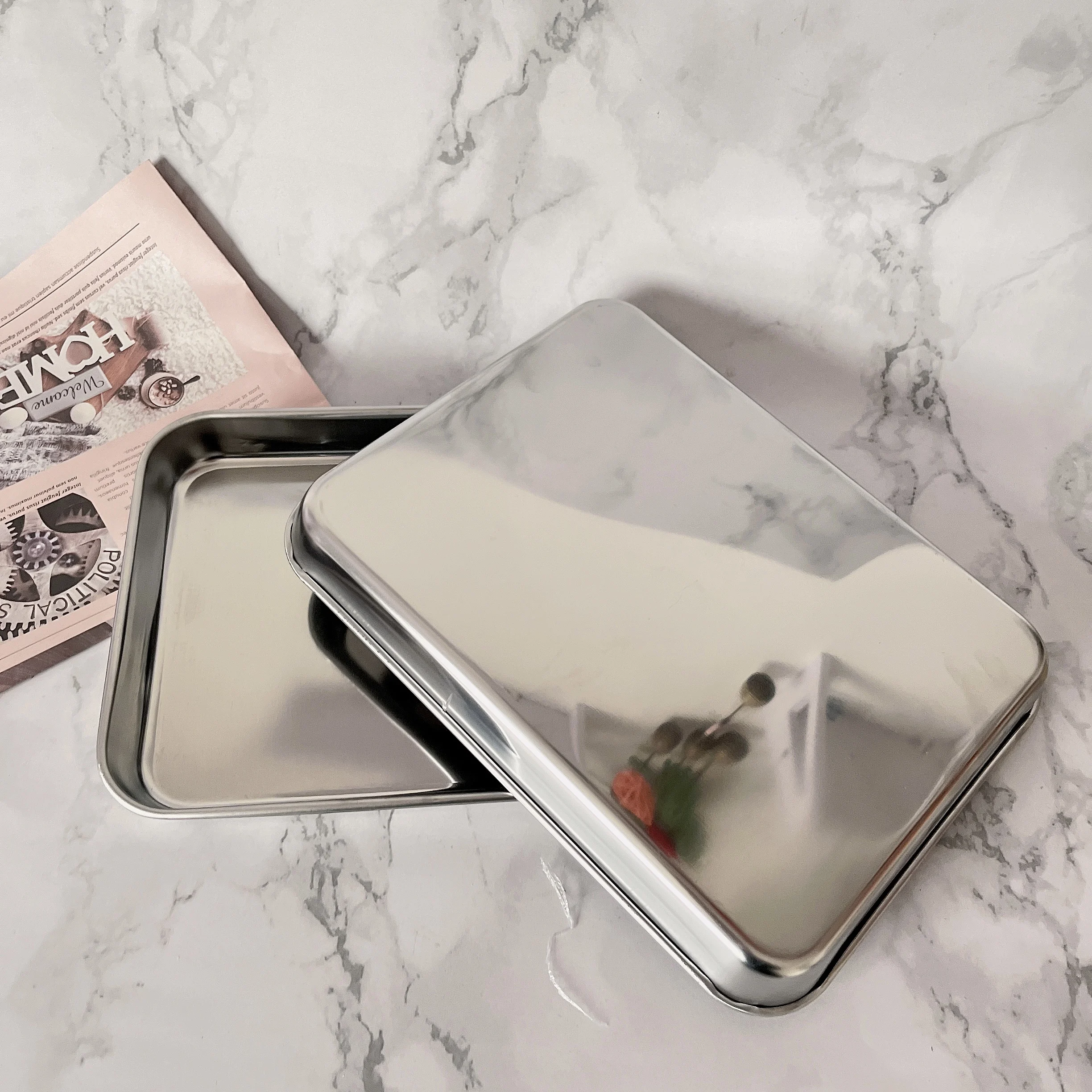 China Manufacturer SS430 Square plate Stainless Steel Food tray wholesale serving trays Trays set serving