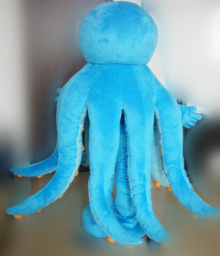 Good visual nice quality soft plush blue octopus mascot costume walking life size adult octopus mascot costume