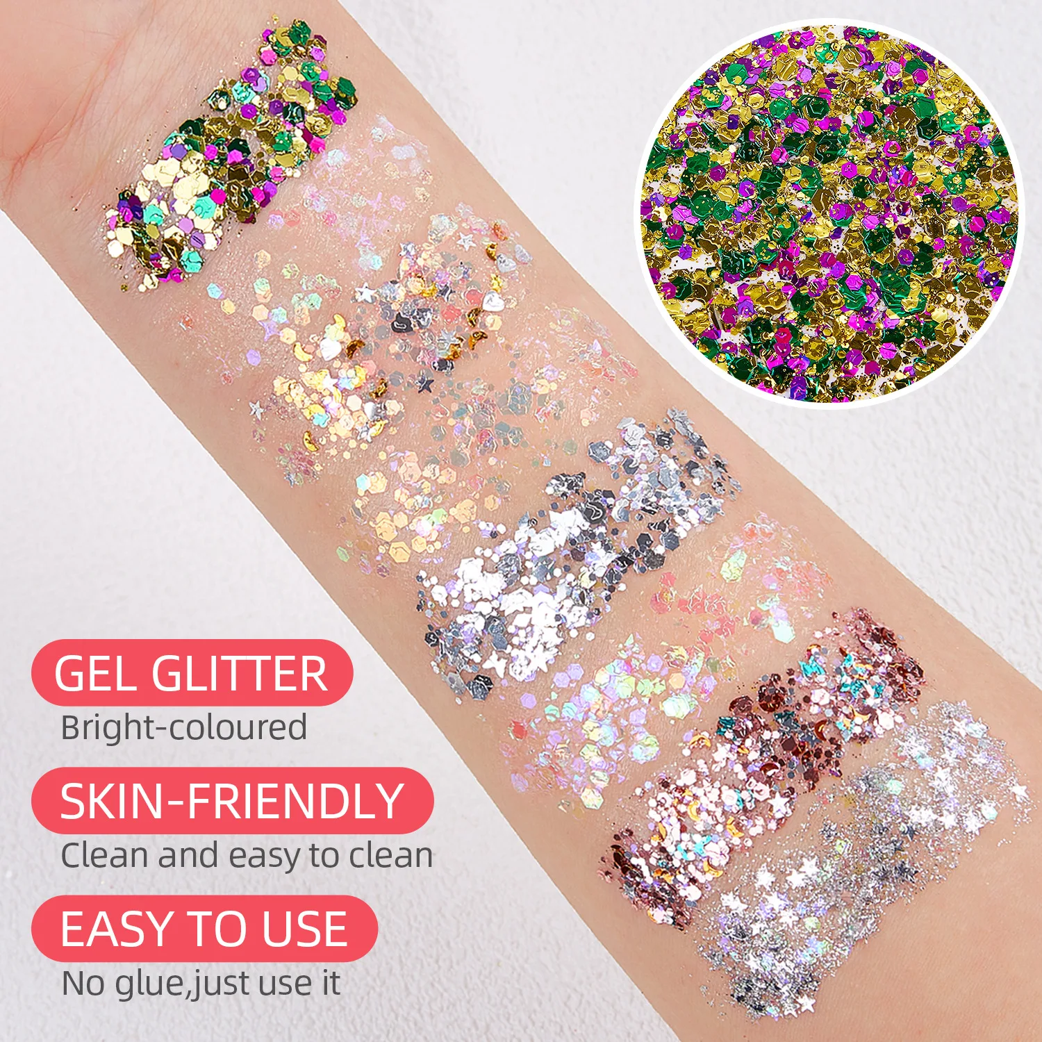 New High Pigment Chameleon Makeup Glitter Gel Liquid Eyeshadow for Face Hair Body for Stage Nightclub Customizable Private Label