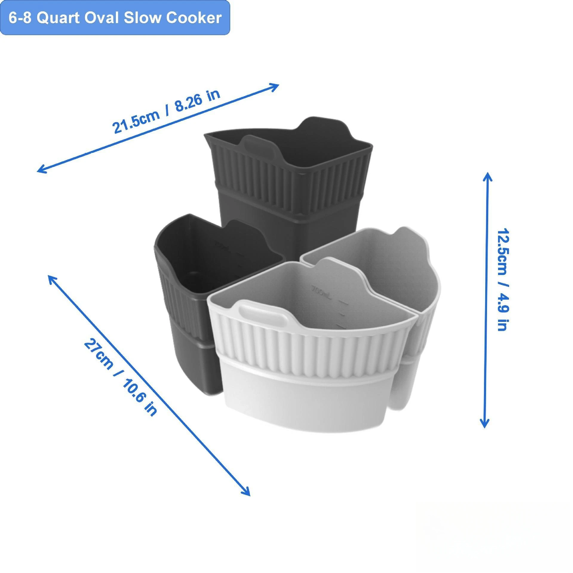 4 in 1 Dual Triple bpa free reusable silicone insert dishwasher safe slow cooker divider liner for crockpot slow cooker