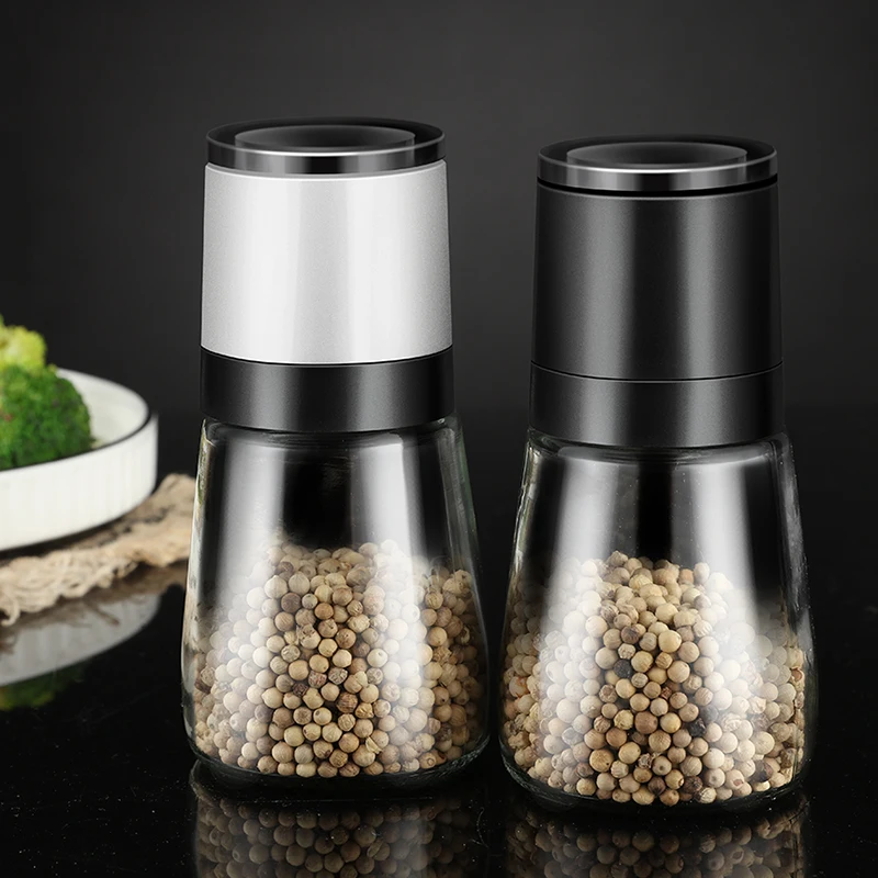 Wholesale best price manual durable spice salt pepper mill 150ml glass plastic Adjustable Coarseness spice salt pepper grinder