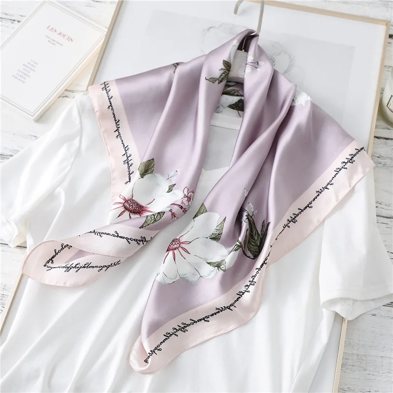 silky square scarfs Custom Twill Square Silk Scarves Printing 70*70cm Square Silk Designer Scarf head band With logo