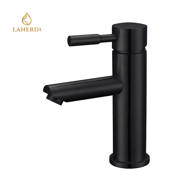 UPC Watermark Faucet Basin Mixer Tap Matte Black Stainless Steel Hot and Cold One Handle Single Hole Basin Faucet