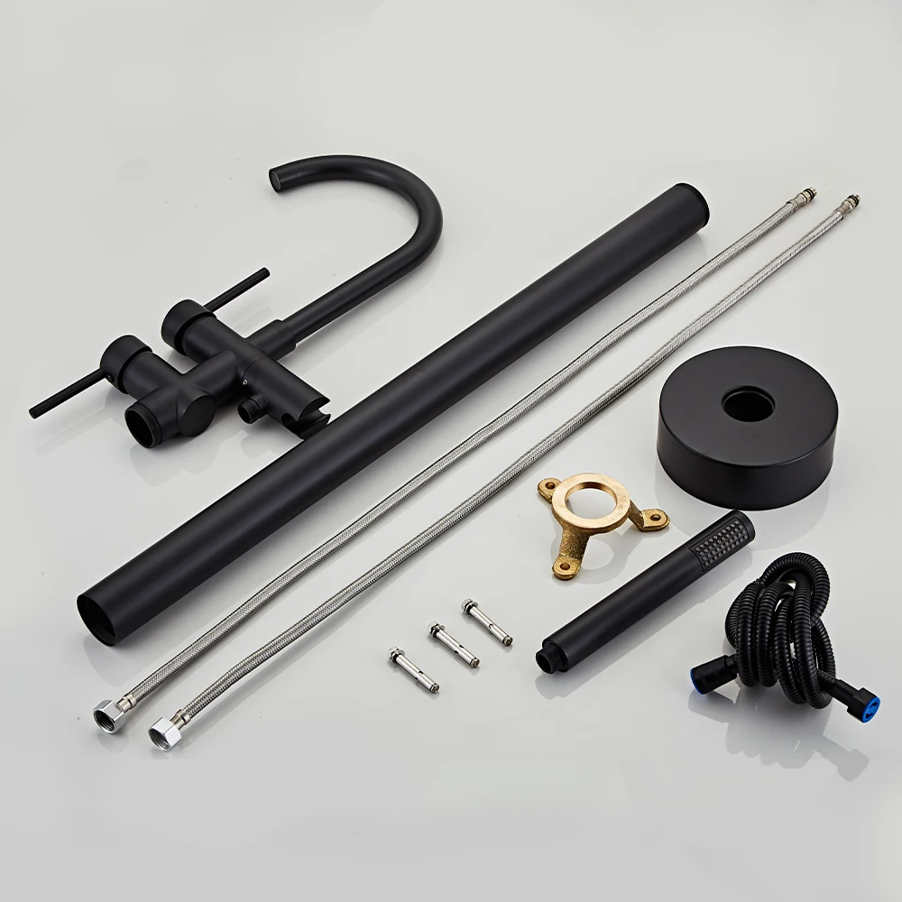 Yundoom OEM Ducha Floor Stand Bathroom Faucet Accessories Rain Spinning Shower Head Hand Heater Mixer Set