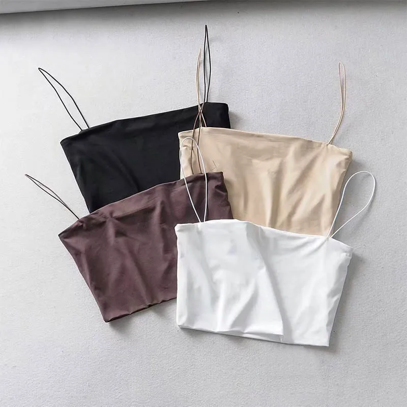 Fashion New Hot Style European And Americangigistreet Shooting Thin Rubber Band Camisole Women S Short Flat Pure Color Tube Top