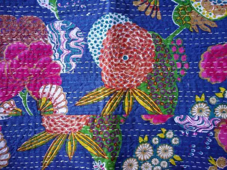 Лучшее качество хлопковые одеяла kantha ручной работы мягкое одеяло аутентичное двустороннее индийское 100% с цветочным принтом хлопок