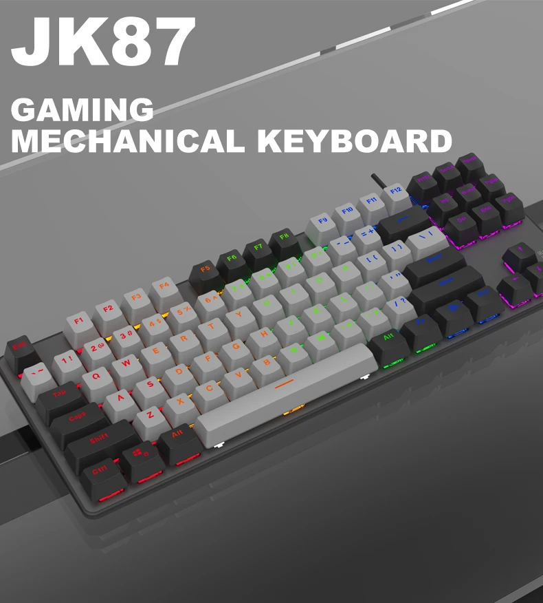 Custom Multi-color 87 Keycaps Mechanical Switch RGB Mechanical Gaming Keyboard for Gamer