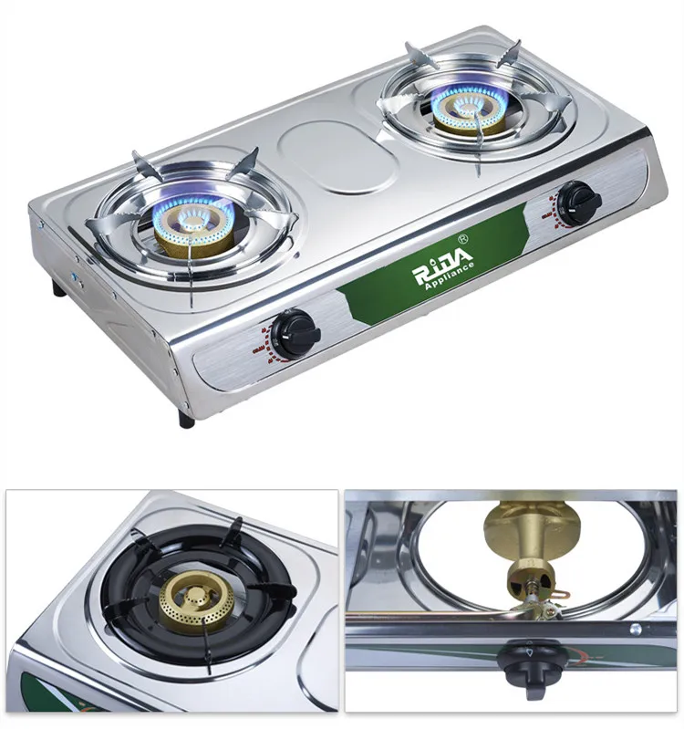 
China best commercial cheap price home kitchen new 2 burner household table gas stove stainless steel 