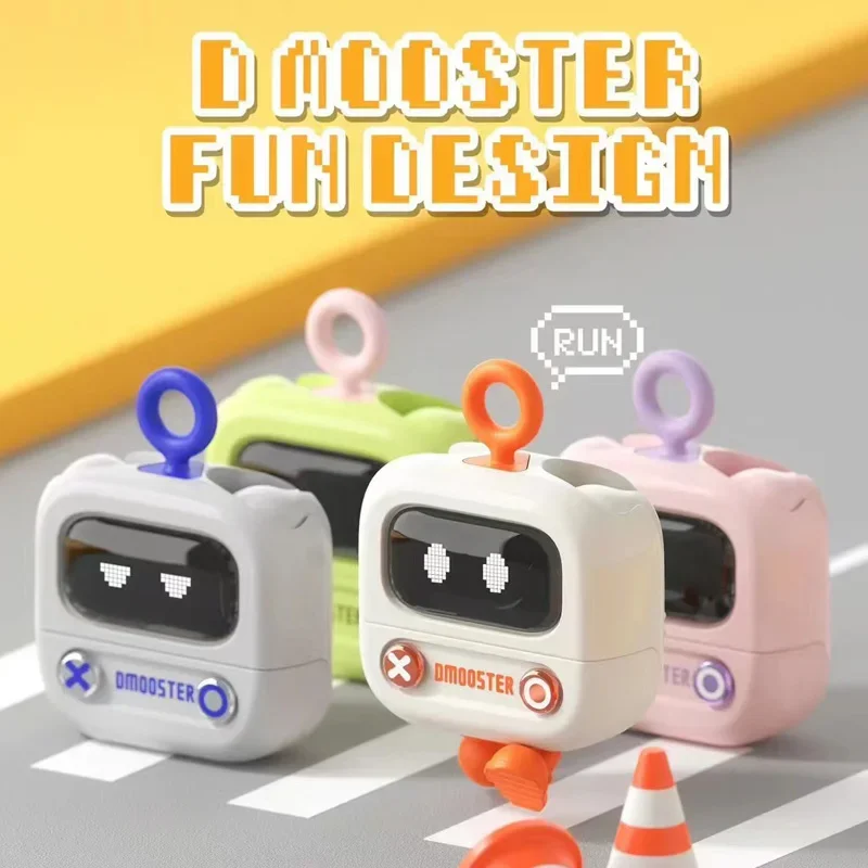 DMOOSTER D76 Cute Cartoon Wireless Earbuds Dual ear BT  Earphones Digital Display Screen Macaron Color Desktop