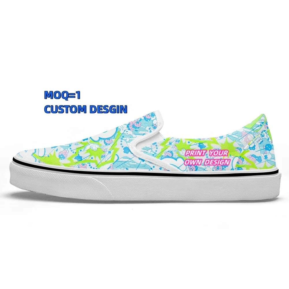 OEM/ODM Custom Logo Design Unisex Canvas Walking Shoes Slip-on Casual Loafers Lightweight Soft EVA sole Summer