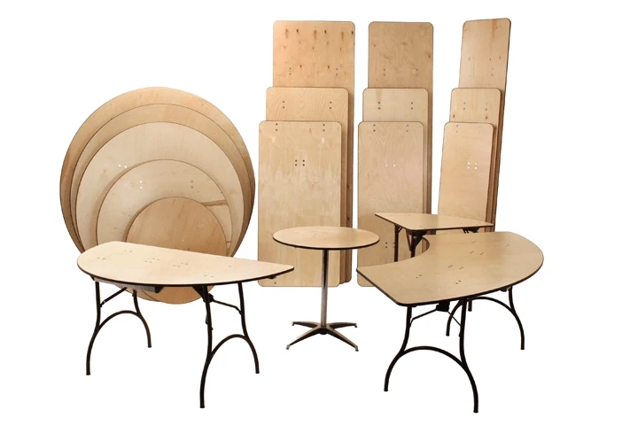 Banquet wood round 8ft folding table