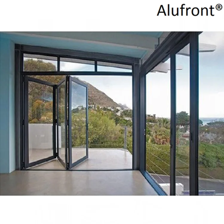 High quality hurricane resistant soundproof balcony double glass aluminum folding accordion door
