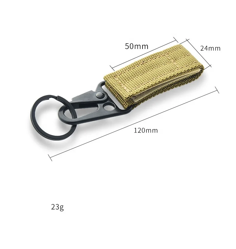 High Quality Molle Key Ring Holder Gears Nylon Strap Loop Carabiner Tactical Key Chain