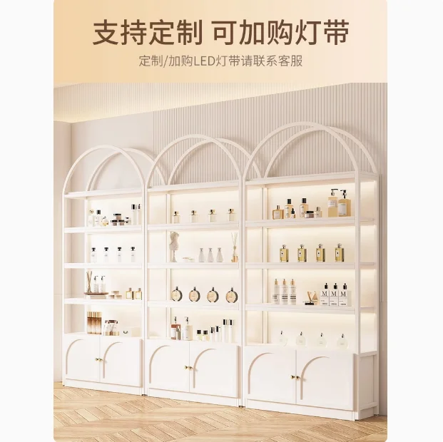 Cosmetics display cabinets products beauty salons nail art display cabinets samples glass shelves multi-layer skin care products