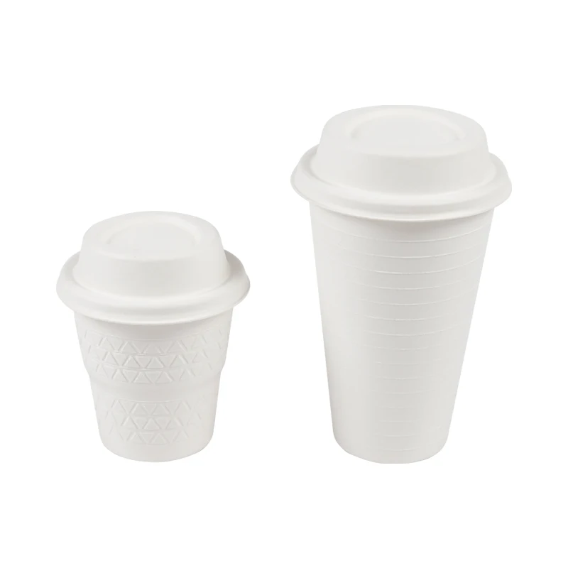 Promotional Widely Used Biodegradable Sugarcane Bagasse Paper Pulp Coffee Cup Tea Cup With Lid