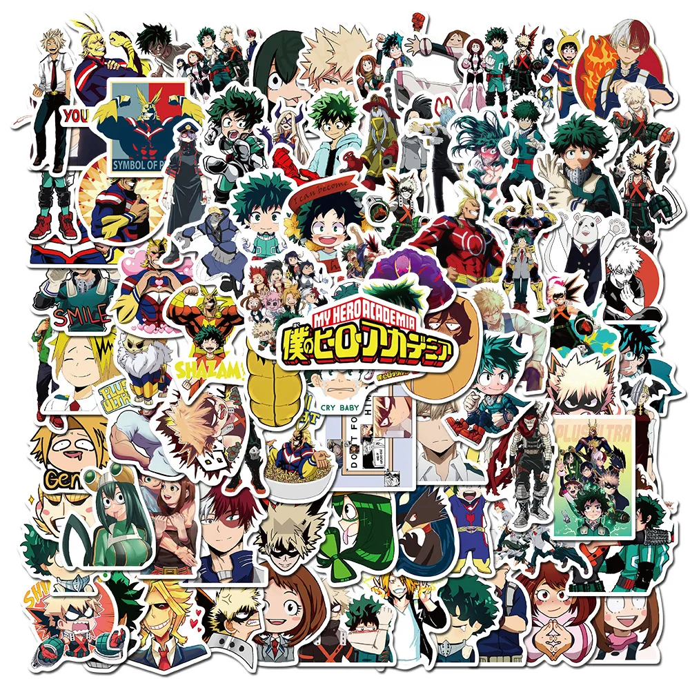100Pcs Hot Sale Japanese Cartoon Vinyl Decorative Sticker For Laptop Wall Car Hunter x Hunter Demon Slayer Anime Stickers