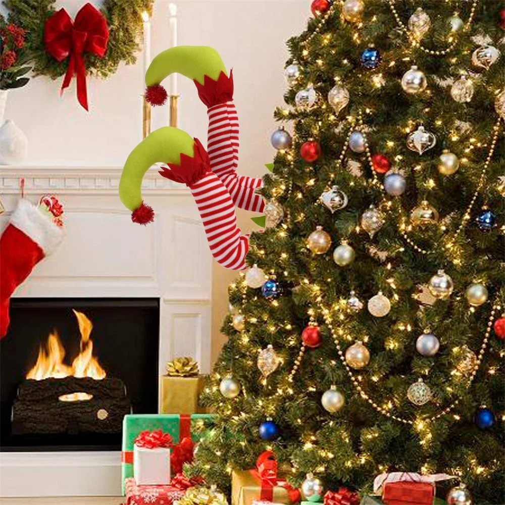 New 20 inches elf legs for Christmas decorations stuffed elf legs ornament for Christmas tree mantel car party centerpiece decor